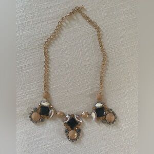 Black and Tan Jeweled Fashion Necklace